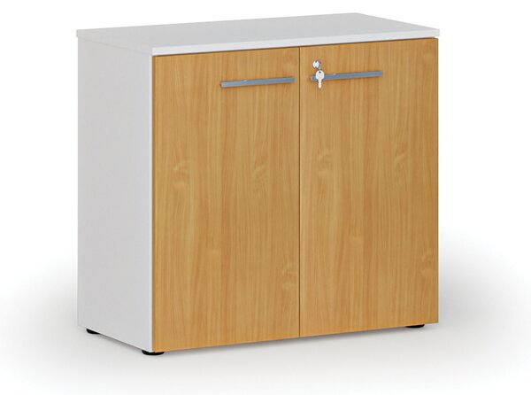 Kancelárska skriňa s dverami PRIMO WHITE, 800 x 420 x 740 mm, biela/buk