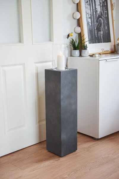 Dekoračný stĺp/svietnik LUMIRA, výška 97 cm, vláknocement, sivý