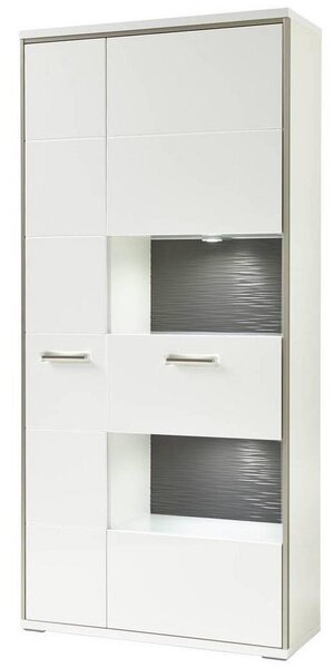 KOMBINÁCIA VITRÍN, sivá, strieborná, biela, biela s vysokým leskom, 94/201/38 cm Livetastic - Sklenené vitríny