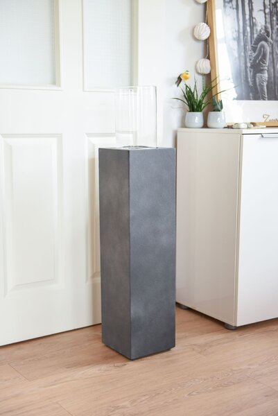 Dekoračný stĺp/svietnik LUMIRA, výška 97 cm, vláknocement, sivý