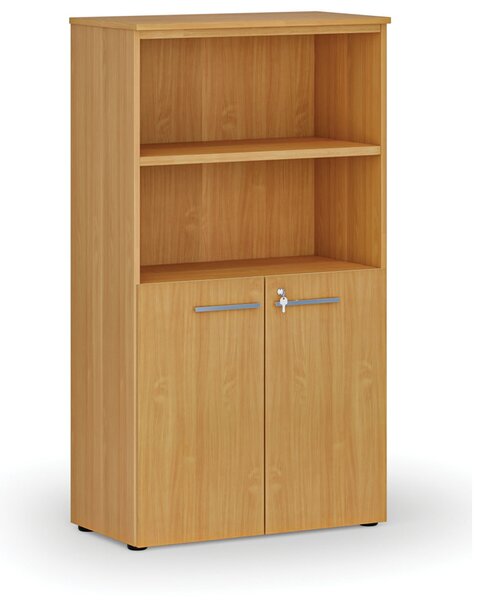 Kombinovaná kancelárska skriňa PRIMO WOOD, dvere na 2 poschodia, 800 x 420 x 1434 mm, buk