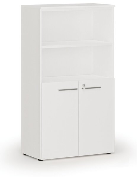 Kombinovaná kancelárska skriňa PRIMO WHITE, dvere na 2 poschodia, 800 x 420 x 1434 mm, biela