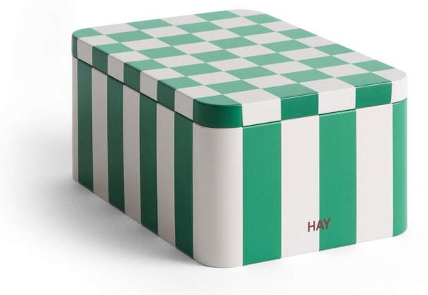 HAY Plechová dóza Tin Container Small, green and off-white