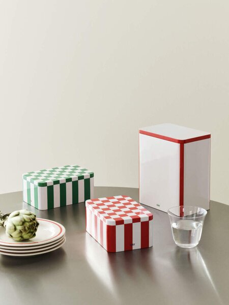 HAY Plechová dóza Tin Container Small, green and off-white