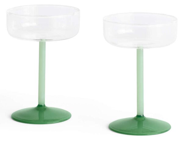 HAY Poháre na šampanské Tint 2 ks, clear, jade light green and jade dark green