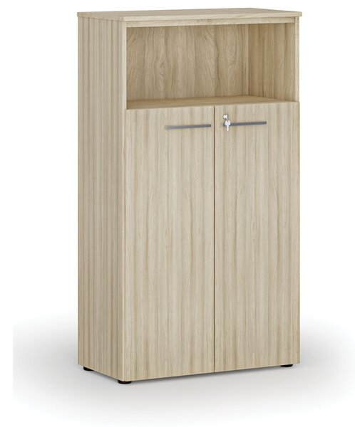 Kombinovaná kancelárska skriňa PRIMO WOOD, dvere na 3 poschodia, 800 x 420 x 1434 mm, dub prírodný