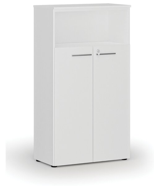 Kombinovaná kancelárska skriňa PRIMO WHITE, dvere na 3 poschodia, 800 x 420 x 1434 mm, biela