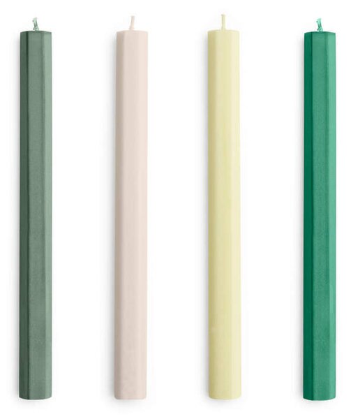 HAY Sviečky Hexagon Candle set 4ks, greens and whites