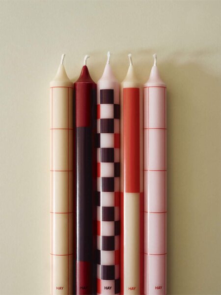 HAY Sviečky Pattern Candle set 4ks, reds and bordeaux