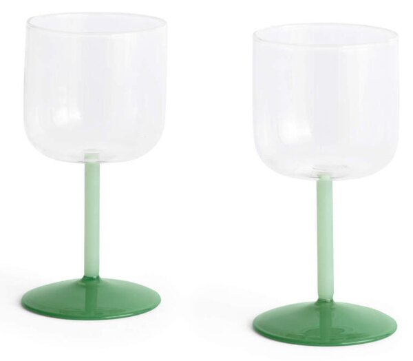 HAY Poháre na víno Tint 2 ks, clear, jade light green and jade dark green