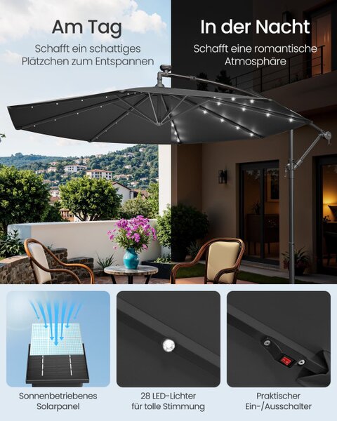 Záhradný slnečník s LED osvetlením GPU118G01