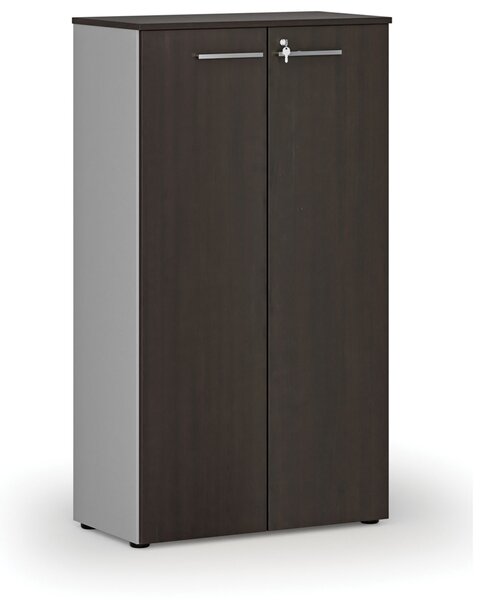 Kancelárska skriňa s dverami PRIMO GRAY, 800 x 420 x 1434 mm, sivá/wenge