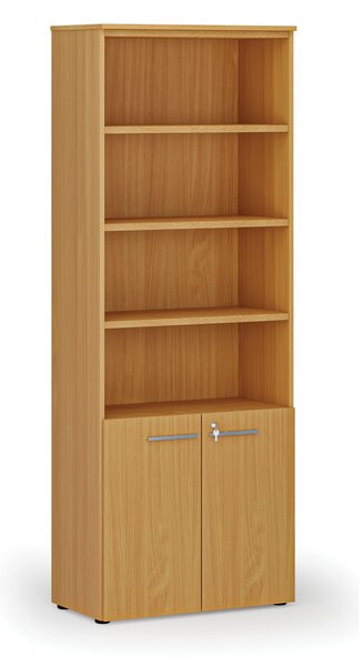 Kombinovaná kancelárska skriňa PRIMO WOOD, dvere na 2 poschodia, 800 x 420 x 2128 mm, buk