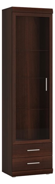 VITRÍNA, farba vlašského orecha, 50/195/38 cm Venda - Sklenené vitríny