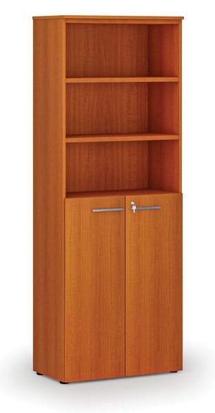 Kombinovaná kancelárska skriňa PRIMO WOOD, dvere na 3 poschodia, 800 x 420 x 2128 mm, čerešňa