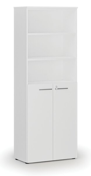 Kombinovaná kancelárska skriňa PRIMO WHITE, dvere na 3 poschodia, 800 x 420 x 2128 mm, biela