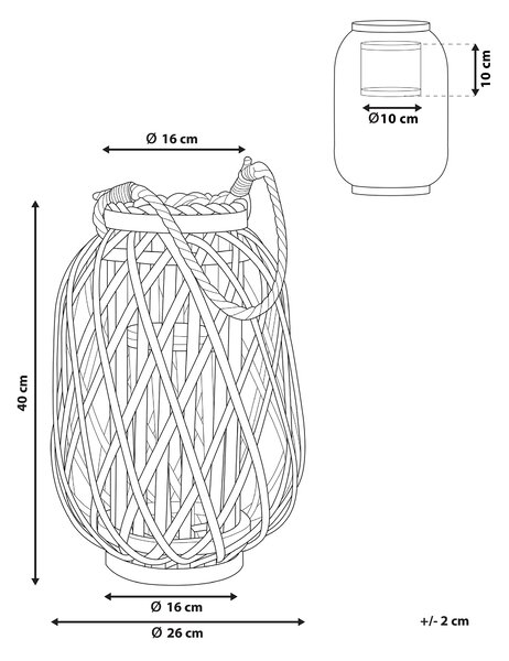 Lampáš na sviečku svetlé vŕbové drevo sklo 40 cm interiér exteriér škandinávsky štýl dekorácie