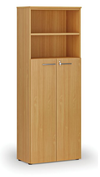 Kombinovaná kancelárska skriňa PRIMO WOOD, dvere na 4 poschodia, 800 x 420 x 2128 mm, buk
