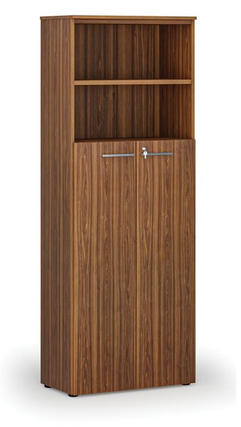 Kombinovaná kancelárska skriňa PRIMO WOOD, dvere na 4 poschodia, 800 x 420 x 2128 mm, orech