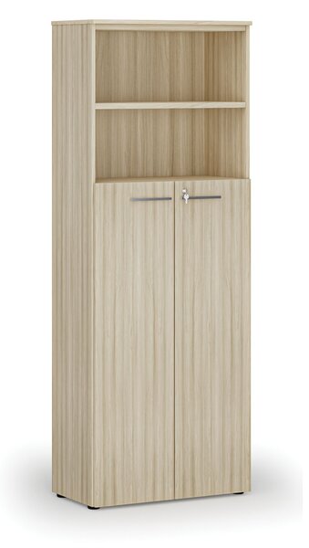 Kombinovaná kancelárska skriňa PRIMO WOOD, dvere na 4 poschodia, 800 x 420 x 2128 mm, dub prírodný