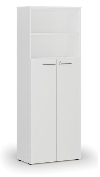 Kombinovaná kancelárska skriňa PRIMO WHITE, dvere na 4 poschodia, 800 x 420 x 2128 mm, biela