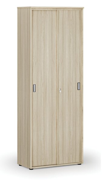 Kancelárska skriňa so zasúvacími dverami PRIMO WOOD, 800 x 420 x 2128 mm, dub prírodný