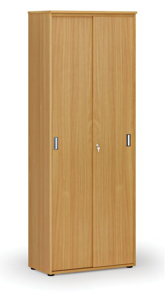 Kancelárska skriňa so zasúvacími dverami PRIMO WOOD, 800 x 420 x 2128 mm, buk