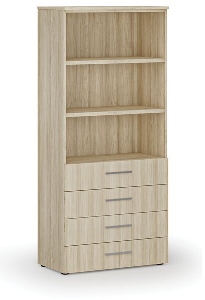Kancelárska skriňa so zásuvkami PRIMO WOOD, 800 x 420 x 1781 mm, dub prírodný
