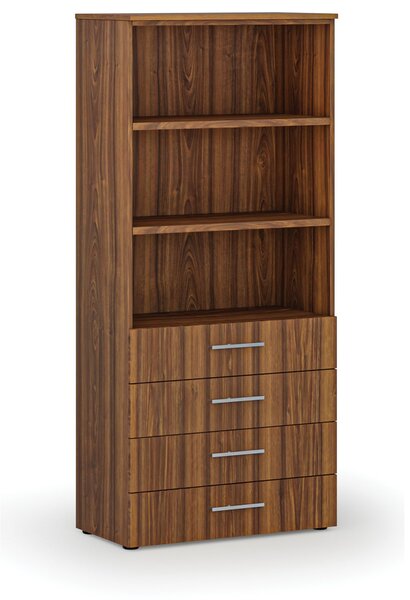 Kancelárska skriňa so zásuvkami PRIMO WOOD, 800 x 420 x 1781 mm, orech