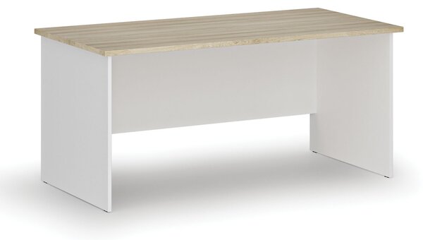 Kancelársky písací stôl PRIMO WHITE, 160x80 cm, biela/dub prírodný