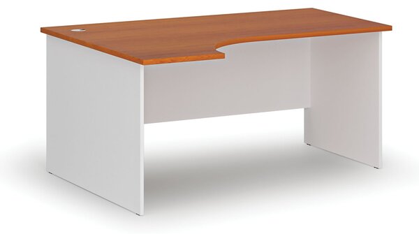 Rohový kancelársky písací stôl PRIMO WHITE, 160x120 cm, ľavý, biela/čerešňa