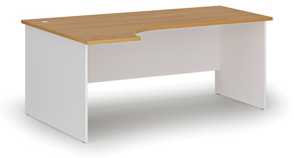 Rohový kancelársky písací stôl PRIMO WHITE, 180x120 cm, ľavý, biela/buk