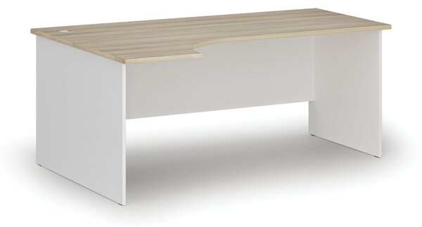 Rohový kancelársky písací stôl PRIMO WHITE, 180x120 cm, ľavý, biela/dub prírodný