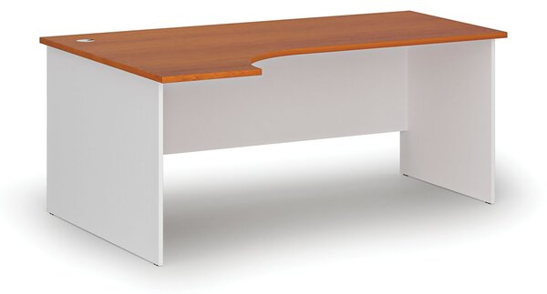 Rohový kancelársky písací stôl PRIMO WHITE, 180x120 cm, ľavý, biela/čerešňa
