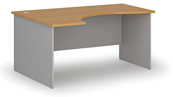 Ergonomický kancelársky písací stôl PRIMO GRAY, 160x120 cm, ľavý, sivá/buk