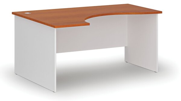 Ergonomický kancelársky písací stôl PRIMO WHITE, 160x120 cm, ľavý, biela/čerešňa
