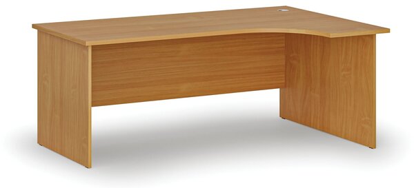 Rohový kancelársky písací stôl PRIMO WOOD, 180x120 cm, pravý, buk