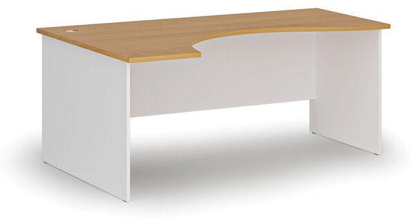 Ergonomický kancelársky písací stôl PRIMO WHITE, 180x120 cm, ľavý, biela/buk