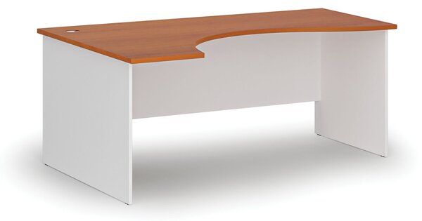 Ergonomický kancelársky písací stôl PRIMO WHITE, 180x120 cm, ľavý, biela/čerešňa