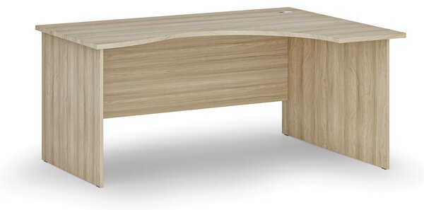 Ergonomický kancelársky písací stôl PRIMO WOOD, 160x120 cm, pravý, dub prírodný