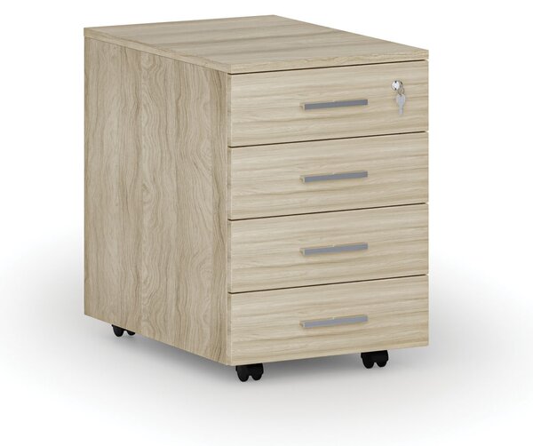 Kancelársky mobilný kontajner PRIMO WOOD, 4 zásuvky, dub prírodný