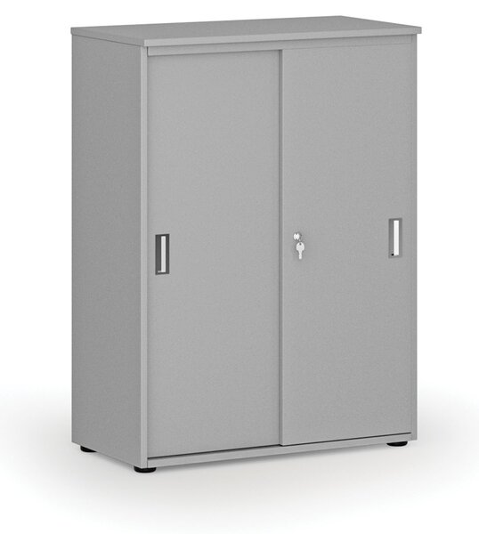 Kancelárska skriňa so zasúvacími dverami PRIMO GRAY, 800 x 420 x 1087 mm, sivá