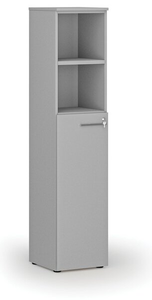 Kombinovaná kancelárska skriňa PRIMO GRAY, dvere na 3 poschodia, 400 x 420 x 1781 mm, sivá