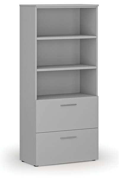 Skriňa so zásuvkami pre závesné zložky PRIMO GRAY, 800 x 420 x 1781 mm, sivá