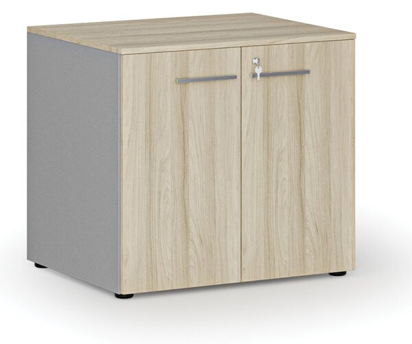 Kancelárska skriňa s dverami PRIMO GRAY, 800 x 640 x 735 mm, sivá/dub prírodný