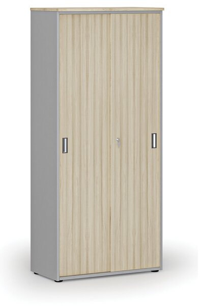 Skriňa so zasúvacími dverami PRIMO GRAY, 800 x 420 x 1781 mm, sivá/dub prírodný