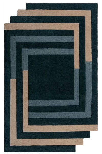 Flair Rugs , Ručne všívaný kusový koberec Abstract Labyrinth Shaped Green/Blue, 120x180, modrá, chodba / predsieň