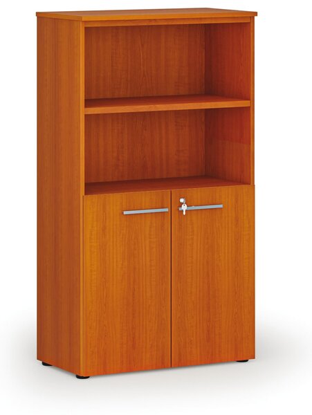 Kombinovaná kancelárska skriňa PRIMO WOOD, dvere na 2 poschodia, 800 x 420 x 1434 mm, čerešňa