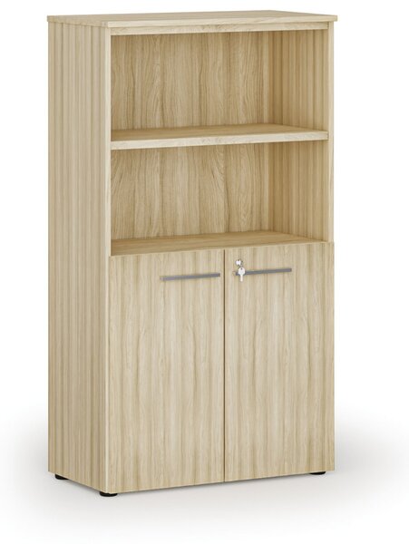 Kombinovaná kancelárska skriňa PRIMO WOOD, dvere na 2 poschodia, 800 x 420 x 1434 mm, dub prírodný