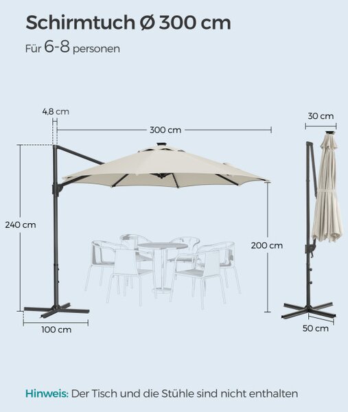 Záhradný slnečník s LED osvetlením GPU047Y11